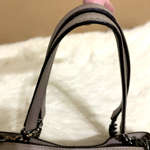COACH Stone Gray/Gunmetal Leather Triple EntryTurnlock EDIE Chain Tote #36855 - Picture 9 of 16